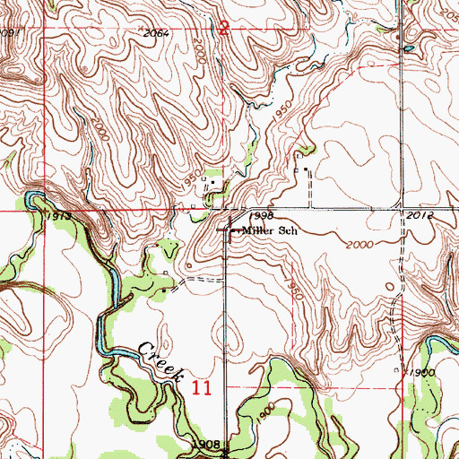 Topographic Map of Miller School, SD