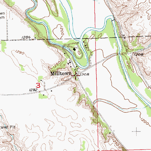 Topographic Map of Milltown, SD