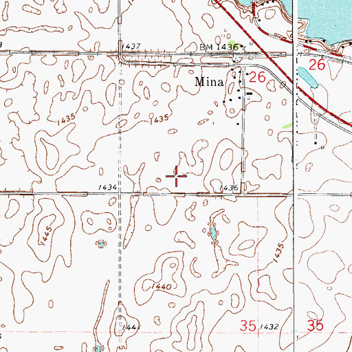 Topographic Map of Mina, SD