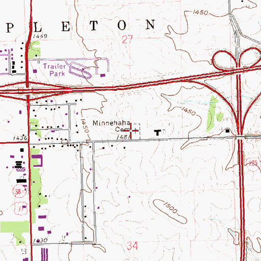 Topographic Map of Minnehaha County Cemetery, SD