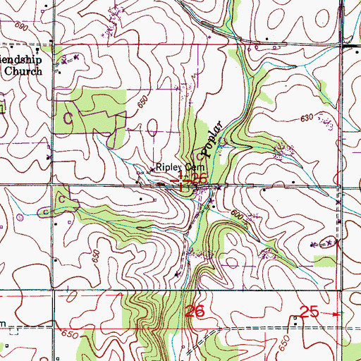 Topographic Map of Ripley Cemetery, AL