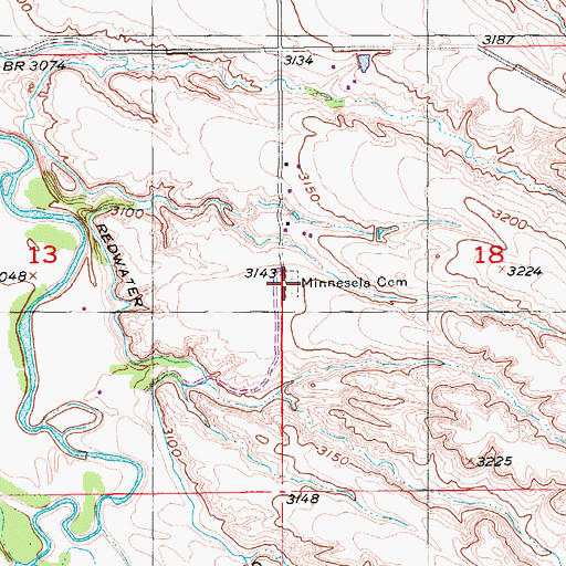 Topographic Map of Minnesota Cemetery, SD
