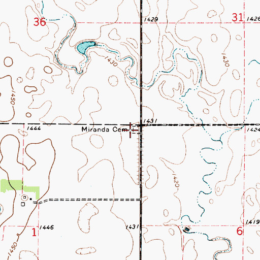 Topographic Map of Miranda Cemetery, SD