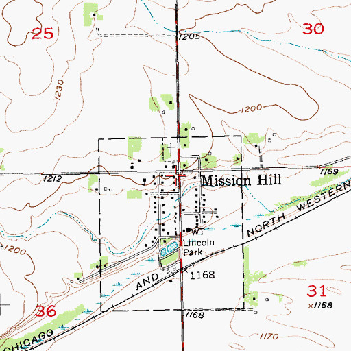 Topographic Map of Mission Hill, SD