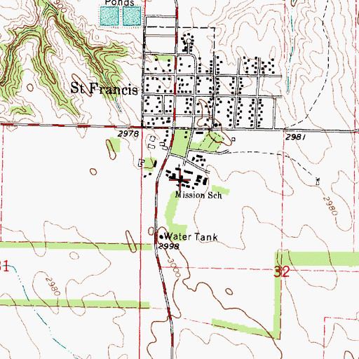 Topographic Map of Mission School, SD