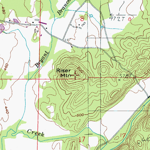 Topographic Map of Riser Mountain, AL