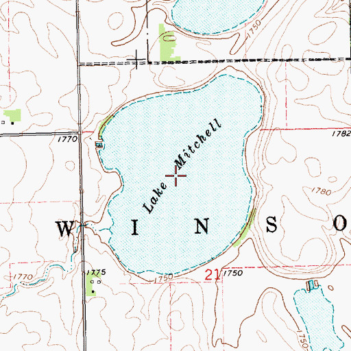 Topographic Map of Lake Mitchell, SD