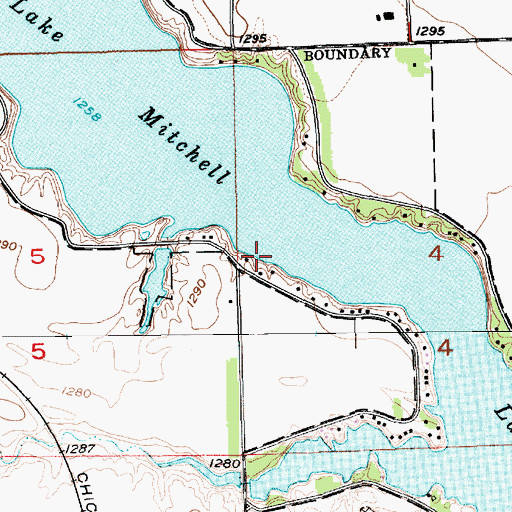 Topographic Map of Lake Mitchell, SD