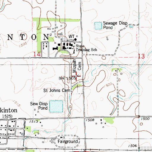 Topographic Map of Mizpah Cemetery, SD