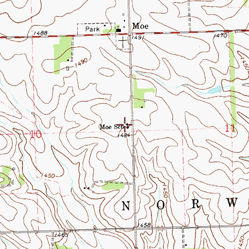 Topographic Map of Moe School, SD