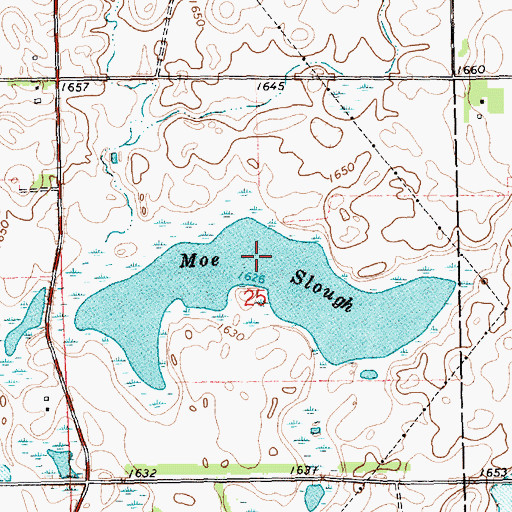 Topographic Map of Moe Slough, SD