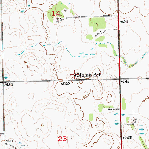 Topographic Map of Molan School, SD