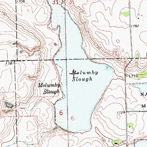 Topographic Map of Molumby Slough, SD