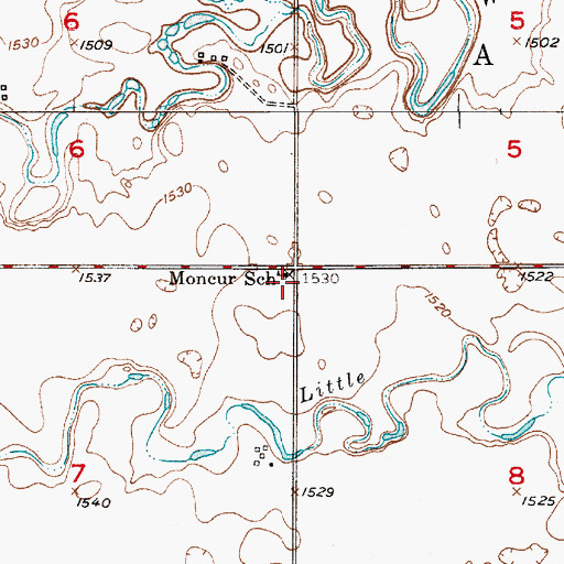 Topographic Map of Moncur School, SD