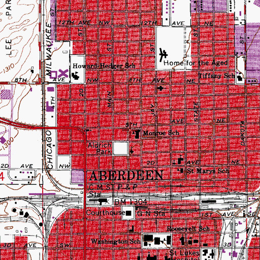 Topographic Map of Monroe School, SD