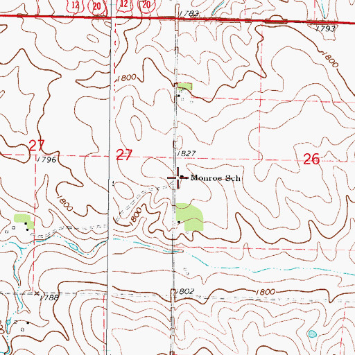 Topographic Map of Monroe School, SD