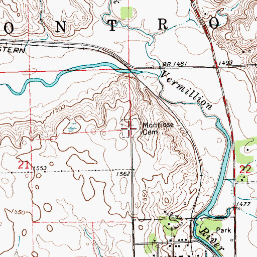 Topographic Map of Montrose Cemetery, SD