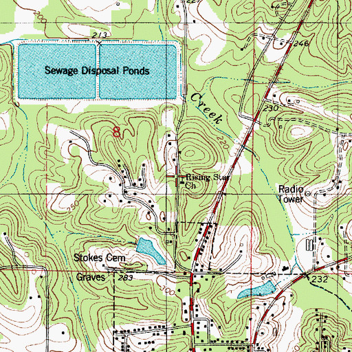 Topographic Map of Rising Star Baptist Church, AL