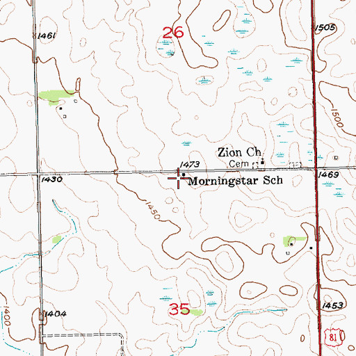 Topographic Map of Morningstar School, SD