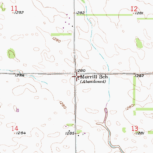 Topographic Map of Morrill School, SD
