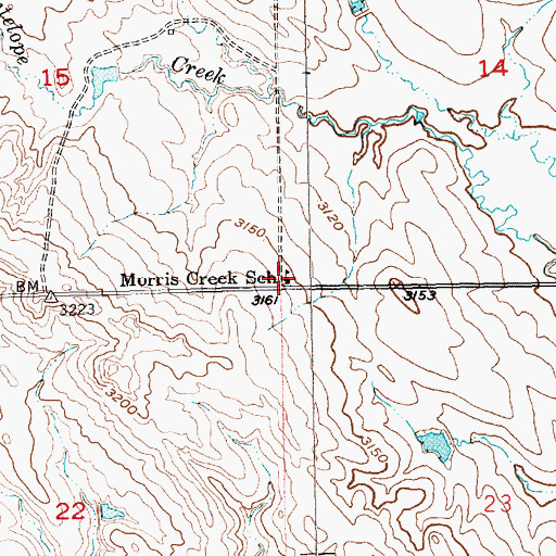 Topographic Map of Morris Creek School, SD