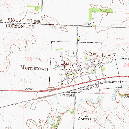 Topographic Map of Morristown, SD
