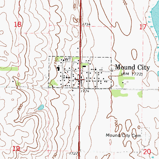Topographic Map of Mound City, SD