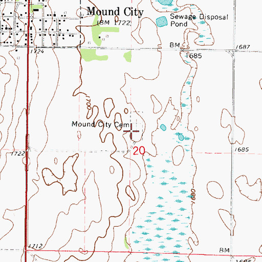 Topographic Map of Mound City Cemetery, SD