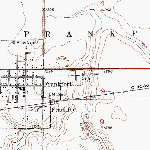 Topographic Map of Mount Hope Cemetery, SD
