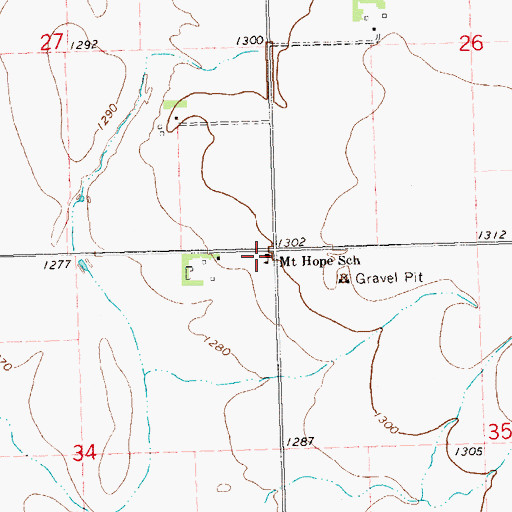 Topographic Map of Mount Hope School, SD