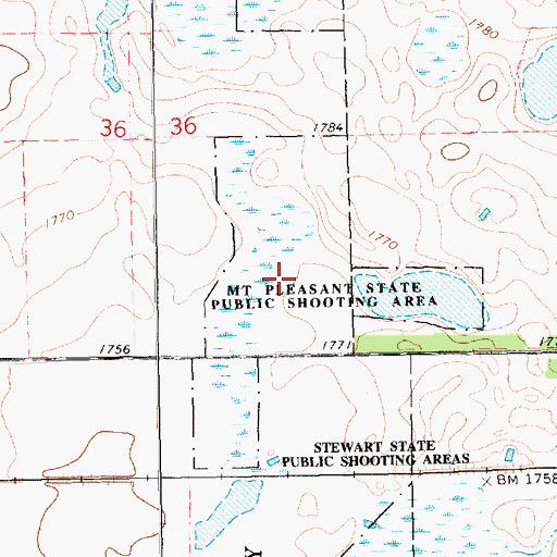 Topographic Map of Mount Pleasant State Public Shooting Area, SD