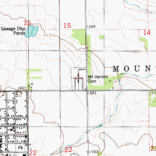 Topographic Map of Mount Vernon Cemetery, SD