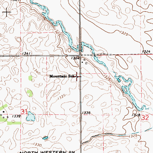 Topographic Map of Mountain School, SD