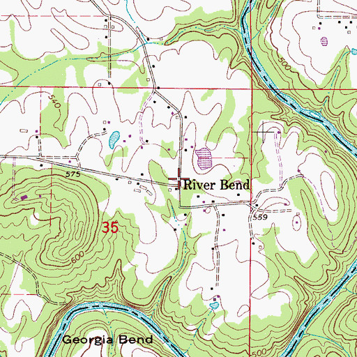 Topographic Map of River Bend, AL