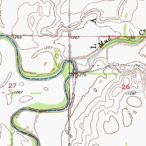 Topographic Map of Mud Creek, SD