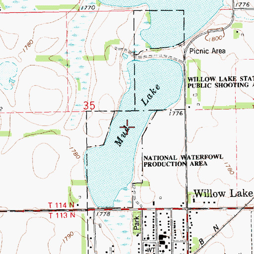Topographic Map of Mud Lake, SD