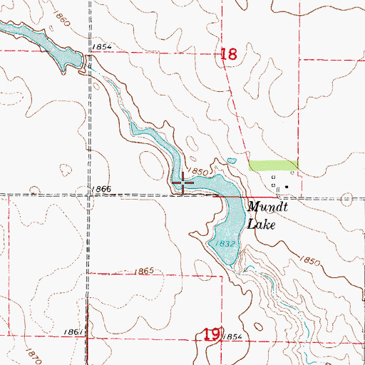 Topographic Map of Mundt Lake, SD