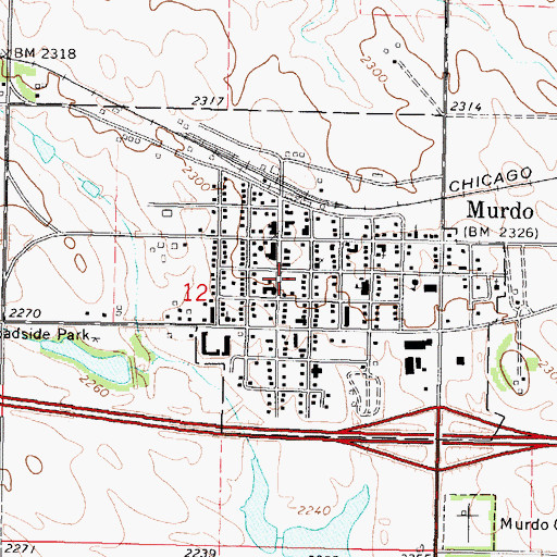 Topographic Map of Murdo, SD