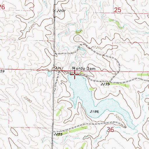 Topographic Map of Murdo Dam, SD