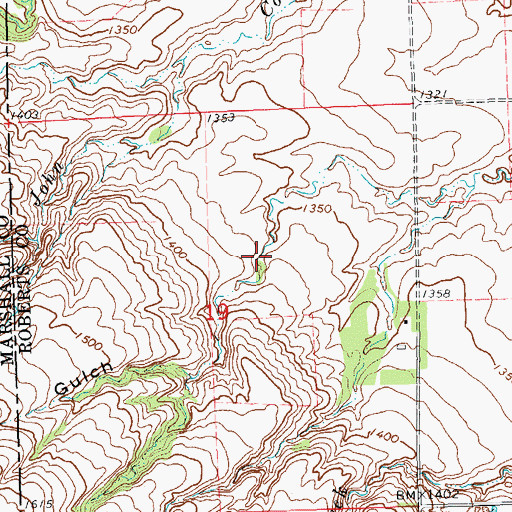 Topographic Map of Myer Gulch, SD