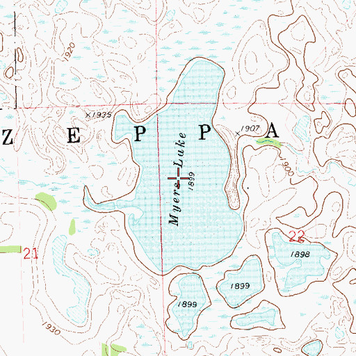 Topographic Map of Myers Lake, SD