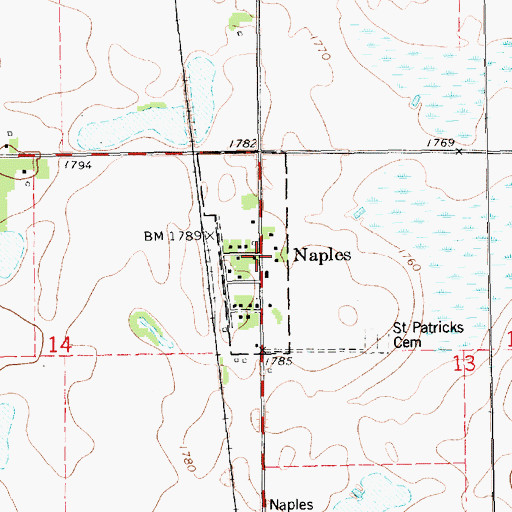Topographic Map of Naples, SD
