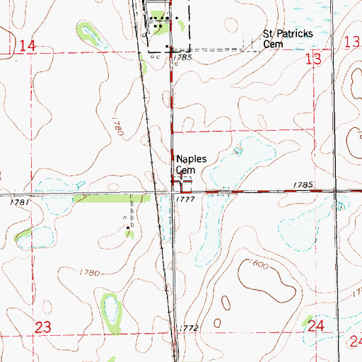 Topographic Map of Naples Cemetery, SD