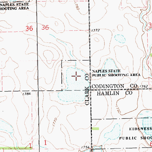 Topographic Map of Naples State Public Shooting Area, SD