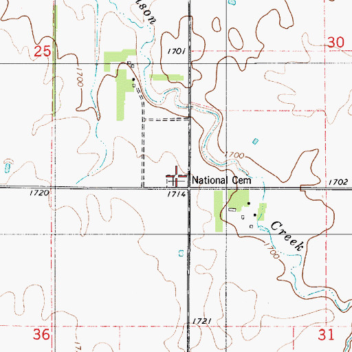 Topographic Map of Saint Vencels Bohemian National Cemetery, SD
