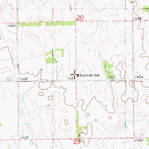 Topographic Map of Nedved School, SD