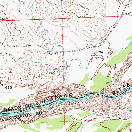 Topographic Map of Negro Creek, SD