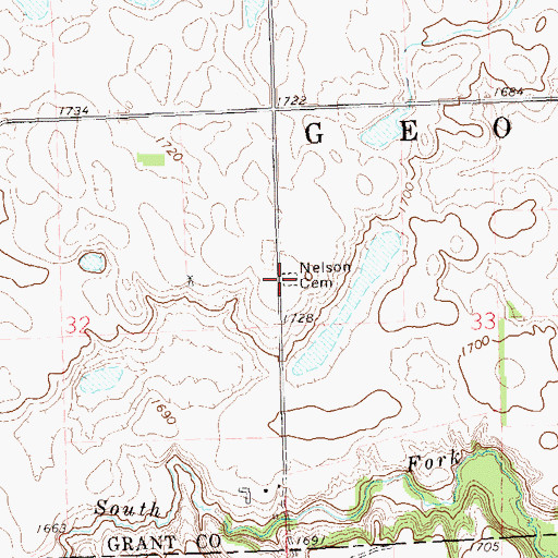 Topographic Map of Nelson Cemetery, SD