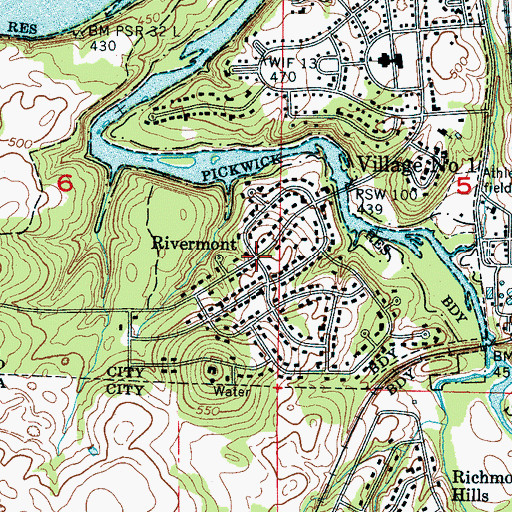 Topographic Map of Rivermont, AL