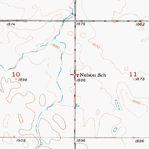 Topographic Map of Nelson School, SD